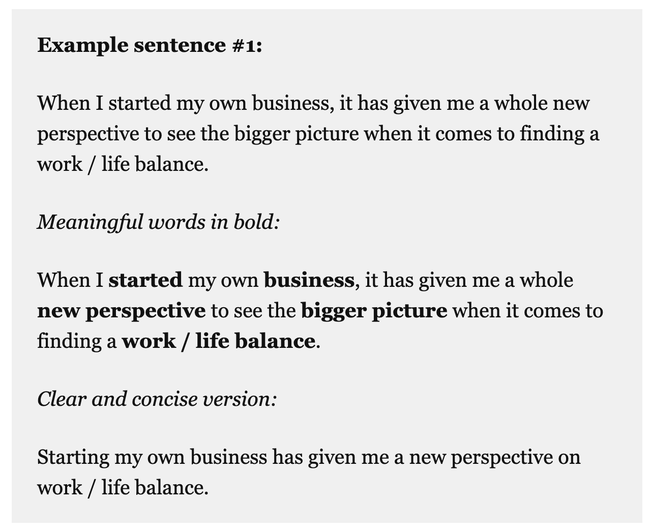 Clear and concise writing example